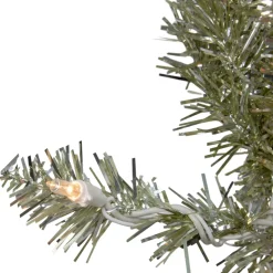 Pre-Lit Garland*Northlight 9 X 12 Pre-Lit Metallic Sterling Silver Artificial Christmas Tinsel Garland - Clear Lights