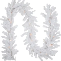 Pre-Lit Garland*Northlight 9' X 12" Pre-Lit Snow White Artificial Christmas Garland, Clear Lights