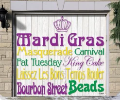 Showdown Displays 7' X 8' Purple And Green Mardi Gras Single Car Garage Door Banner