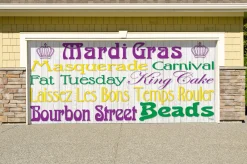 Showdown Displays 7' X 16' Purple And Green Mardi Gras" Double Car Garage Door Banner