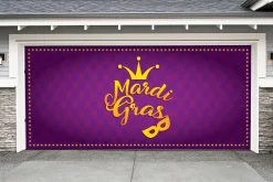 Showdown Displays 7' X 16' Purple And Yellow Mardi Gras" Double Car Garage Door Banner