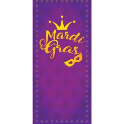 Showdown Displays 80" X 36" Purple And Yellow Outdoor Contemporary Mardi Gras Front Door Banner