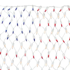 Northlight 2' X 2.75' Red And Blue American Flag Mini Net Style Lights - White Wire