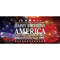 Showdown Displays 7' X 16' Red And Blue Outdoor Patriotic Double Car Garage Door Banner