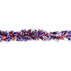 Classic Tinsel Garland*Northlight 12' X 4" Red And Blue Wide Cut Patriotic Tinsel Christmas Garland - Unlit