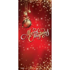 Wall & Door Decorations*Showdown Displays 80" X 36" Red And Gold Ornaments Merry Christmas Front Door Banner Mural Sign Decoration