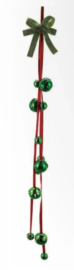 Bells*Napco 3' X 4.75" Red And Green Jingle Bell With Star Cutouts Hanging Artificial Christmas Ornament