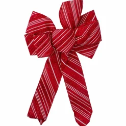Bows*Northlight 14" X 9" Red And White Striped 6 Loop Christmas Bow Decoration
