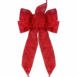 Bows*Northlight 14" X 9" Red Glittered 6 Loop Christmas Bow Decoration