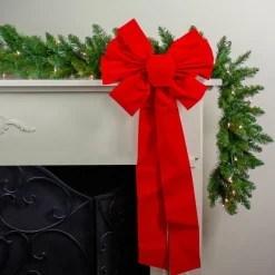 Bows*Northlight 14" X 34" Red 9-Loop Velveteen Christmas Bow Decoration