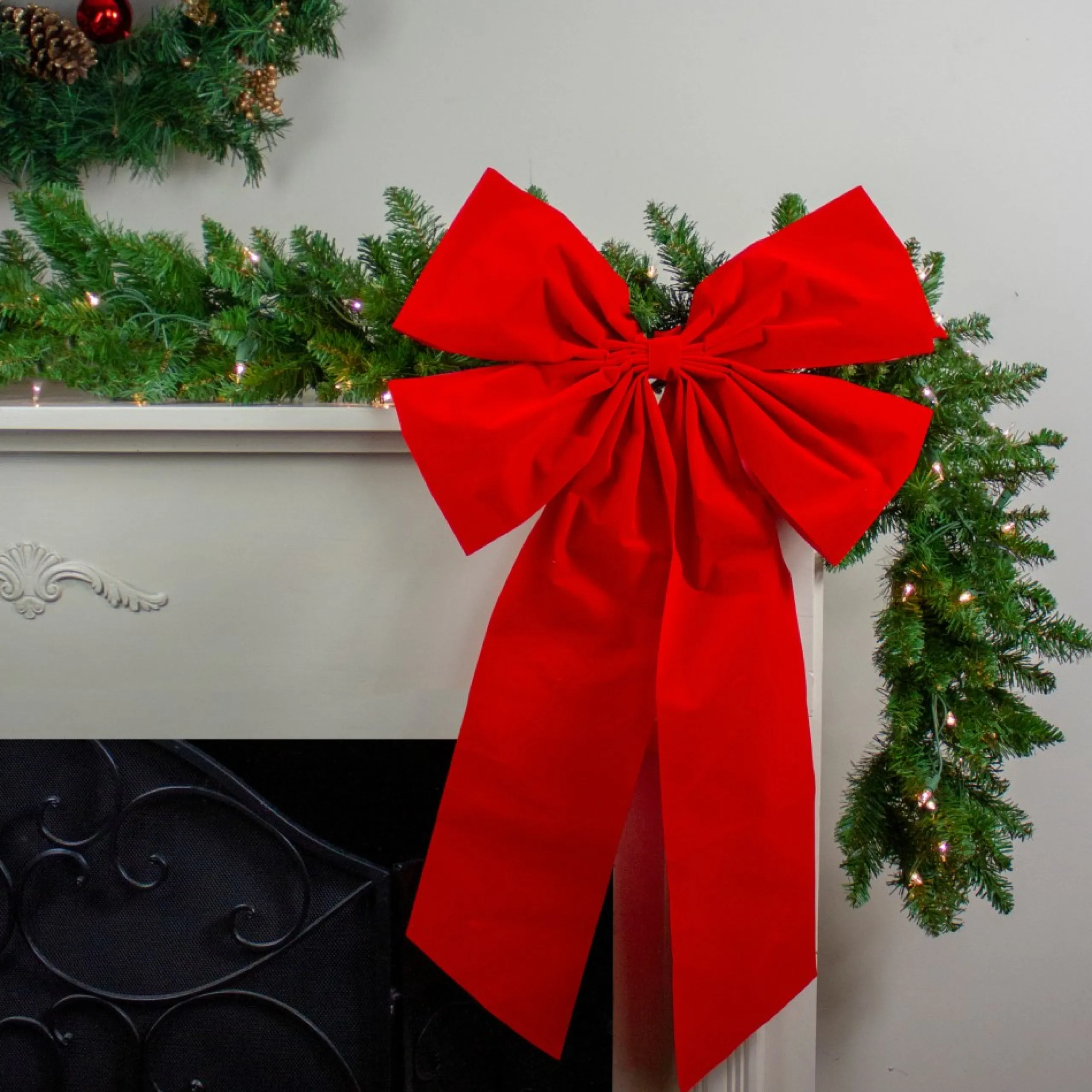 Bows*Northlight 18" X 30" Red 4-Loop Velveteen Christmas Bow Decoration