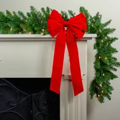 Bows*Northlight 10" X 22" Red 10-Loop Velveteen Christmas Bow Decoration