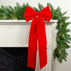 Bows*Northlight 12" X 24" Red 4-Loop Velveteen Christmas Bow Decoration