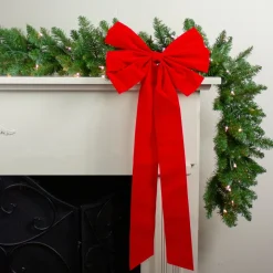 Bows*Northlight 12" X 25" Red 6-Loop Velveteen Christmas Bow Decoration