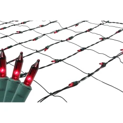 Northlight 4' X 6' Red Mini Incandescent Net Style Christmas Lights, Green Wire