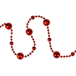 Beaded Garland*Northlight 15' X 0.5" Red Shiny Crimson Mirrored Disco Ball Beaded Christmas Garland