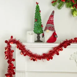 Unlit Garland*Northlight 50' X 2.5" Red Tinsel Christmas Garland With Polka Dots - Unlit