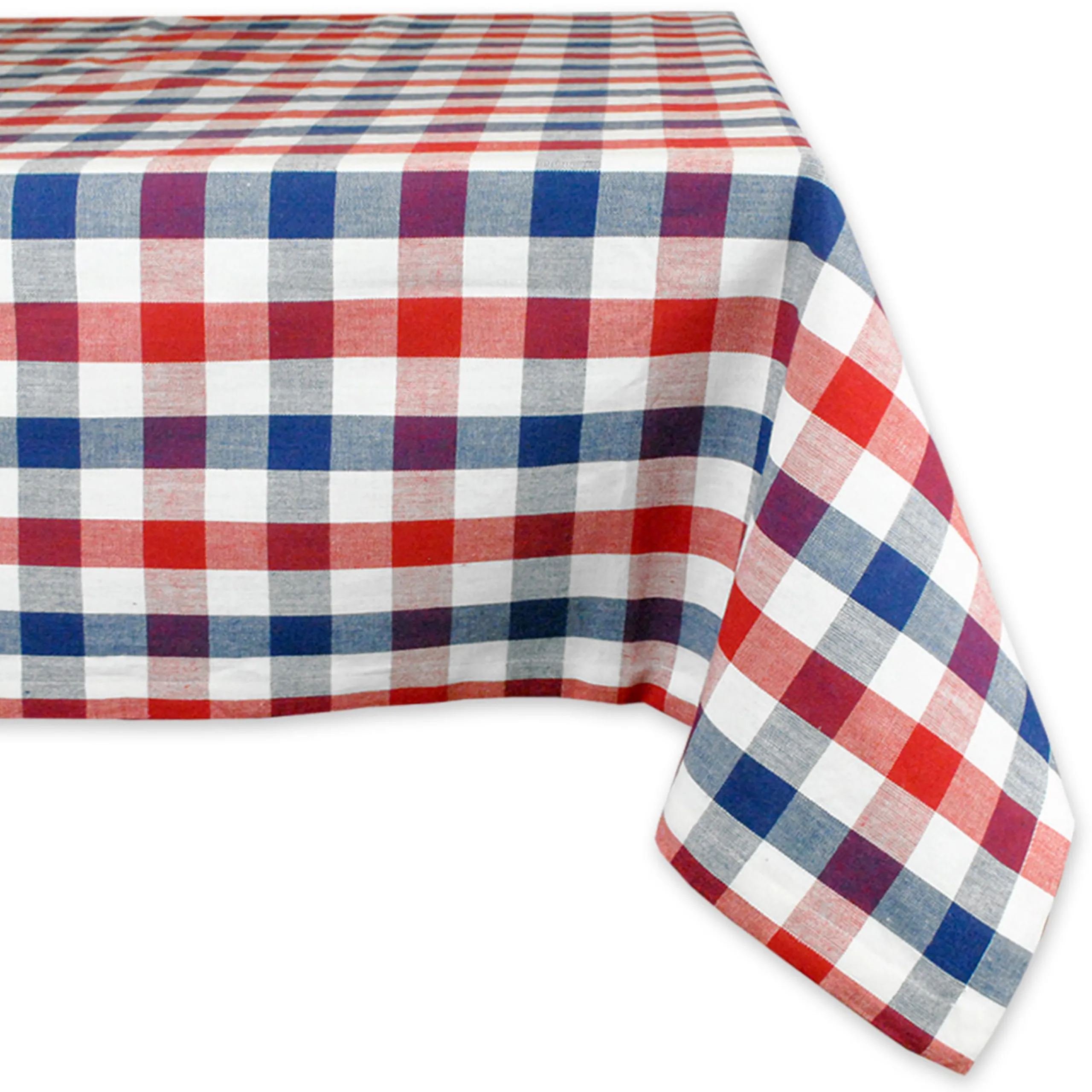 CC Home Furnishings 60" X 84" Red, White And Blue Checkered Americana Rectangular Tablecloth