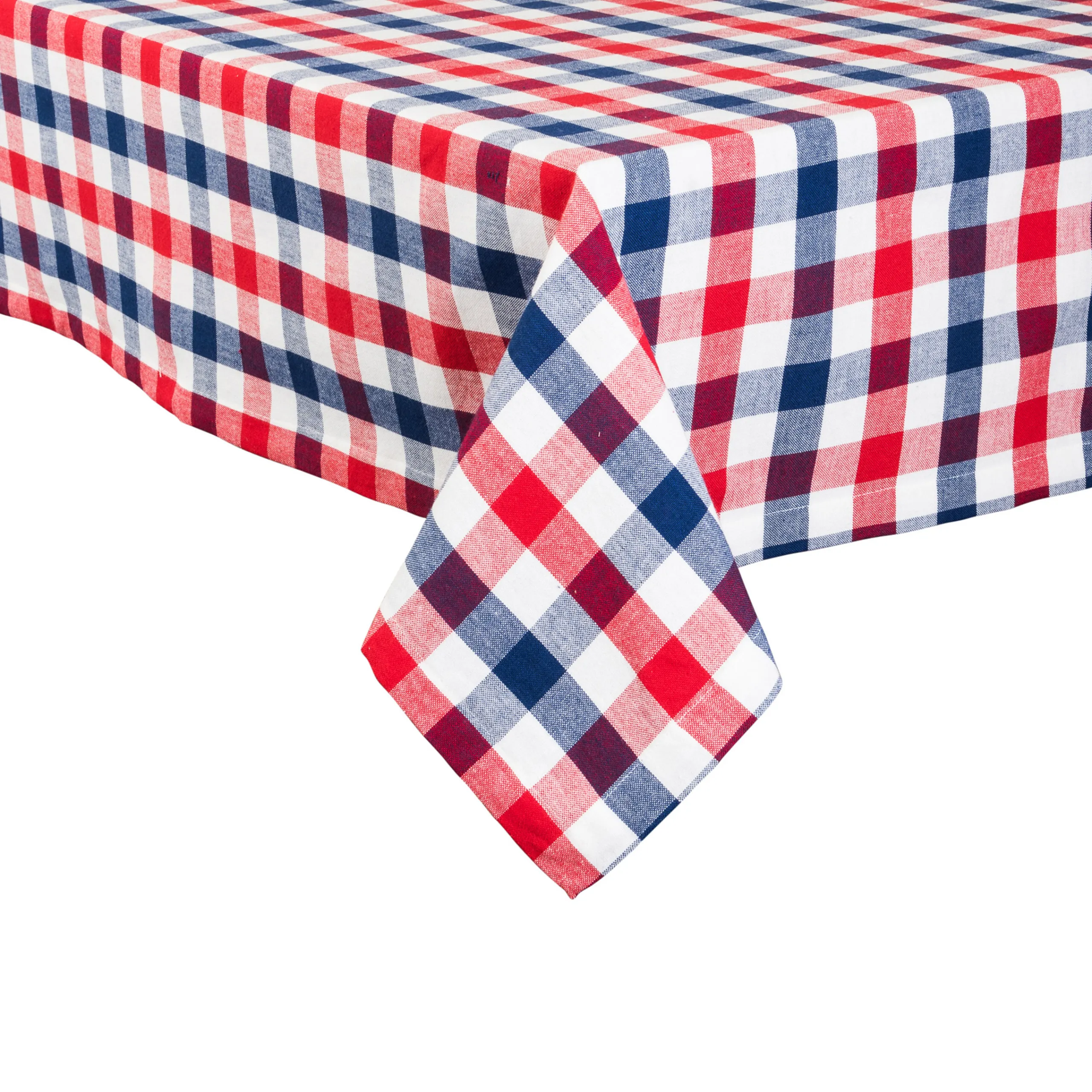 CC Home Furnishings 60" X 84" Red, White And Blue Checkered Americana Rectangular Tablecloth
