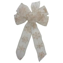 Bows*Northlight 14" X 9" Sheer And Gold Snowflake 6 Loop Christmas Bow Decoration