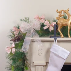 Bows*Northlight 14" X 9" Sheer And Gold Snowflake 6 Loop Christmas Bow Decoration