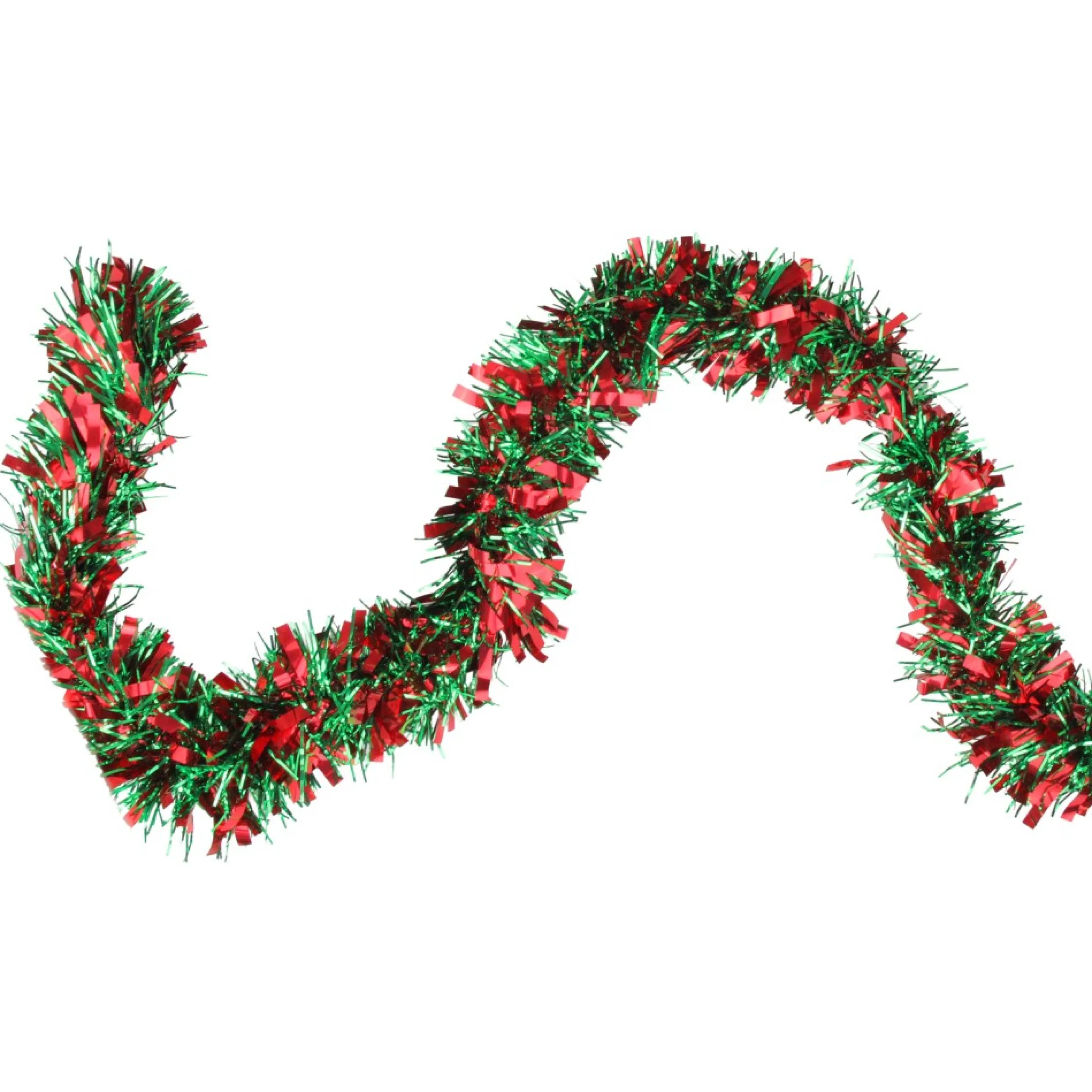 Unlit Garland*Northlight 50' X 4" Shiny Green And Red Wide Cut Tinsel Christmas Garland - Unlit