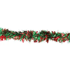 Unlit Garland*Northlight 50' X 4" Shiny Green And Red Wide Cut Tinsel Christmas Garland - Unlit
