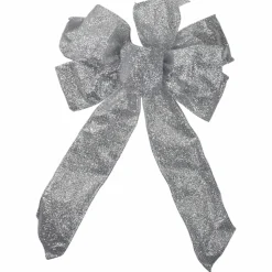 Bows*Northlight 14" X 9" Silver Glittered 6 Loop Christmas Bow Decoration