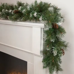 Frosted, Flocked, Iced Garland*Northlight 9' X 10" Snow Valley Pine Artificial Christmas Garland, Unlit