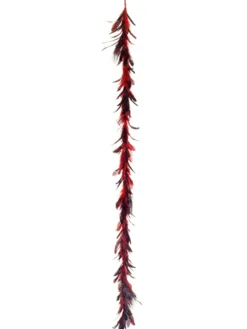 Unlit Garland*Allstate 6' X 3" Vibrant Red Regal Peacock Feather Artificial Christmas Garland - Unlit