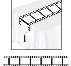 Linens*The Costume Center 11" X 6' White And Black Filmstrip Rectangular Table Runner