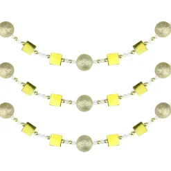 Unlit Garland*December Diamonds 6' X 1" White And Gold Glitter Beaded Artificial Christmas Garland - Unlit