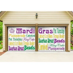 Showdown Displays 7' X 8' White And Green Mural Words Split Car Garage Banner Door