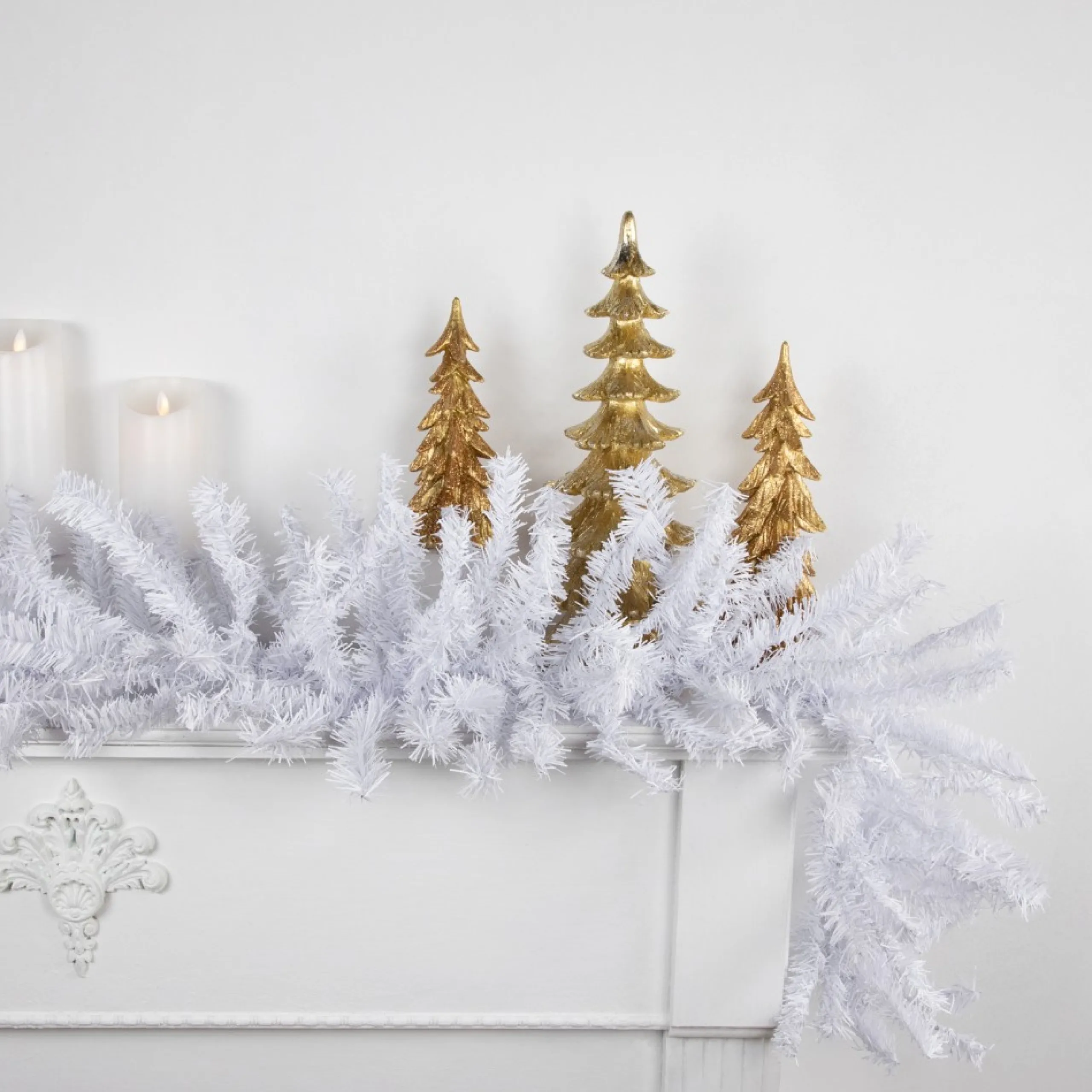 Unlit Garland*Northlight 9' X 14" White Canadian Pine Artificial Christmas Garland, Unlit