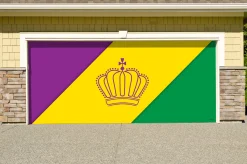Showdown Displays 7' X 16' Yellow And Green Mardi Gras Double Car Garage Door Banner