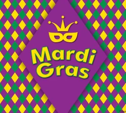 Showdown Displays 7' X 8' Yellow And Purple "Mardi Gras" Single Car Garage Door Banner