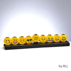 Rite Lite 10.75" Yellow And Black Emoji Hand Painted Hanukkah Menorah