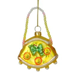 Kurt Adler Fashion & Beauty>3" Yellow And Green Floral Glass Stylish Lady Purse Handbag Christmas Ornament