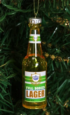 Midwest Food & Beverage>4.25" Yellow And Green Full Bodied Lager Bottle Of Cheer Christmas Ornament
