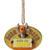 Midwest Food & Beverage>3.5" Yellow Funny Deer And Beer Quoted Plaque Christmas Ornament
