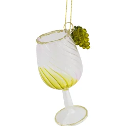 Northlight Food & Beverage>4.25" Yellow Wine Glittered Glass Christmas Ornament