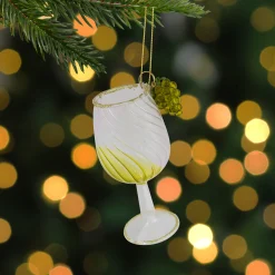 Northlight Food & Beverage>4.25" Yellow Wine Glittered Glass Christmas Ornament