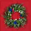 Northlight Americana Mixed Floral Patriotic Wreath, 24-Inch, Unlit
