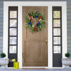 Northlight Americana Mixed Floral Patriotic Wreath, 24-Inch, Unlit
