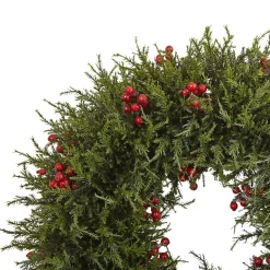 Berry Wreaths*Nearly Natural Artificial Cedar Berries Wreath, 20-Inch, Unlit