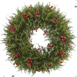 Berry Wreaths*Nearly Natural Artificial Cedar Berries Wreath, 20-Inch, Unlit