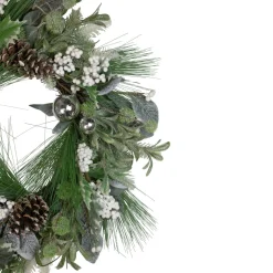 Traditional Pine Wreaths*Northlight Artificial Christmas Wreath With Assorted Foliage And Berries, 24-Inch, Unlit