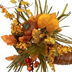 Specialty Wreaths*Northlight Autumn Leaves With Berries Artificial Fall Harvest Cornucopia Wreath, 18-Inch, Unlit