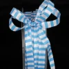 The Ribbon People Baby Blue And White Striped Capri Wire Edged Craft Ribbon 0.25" X 110 Yards