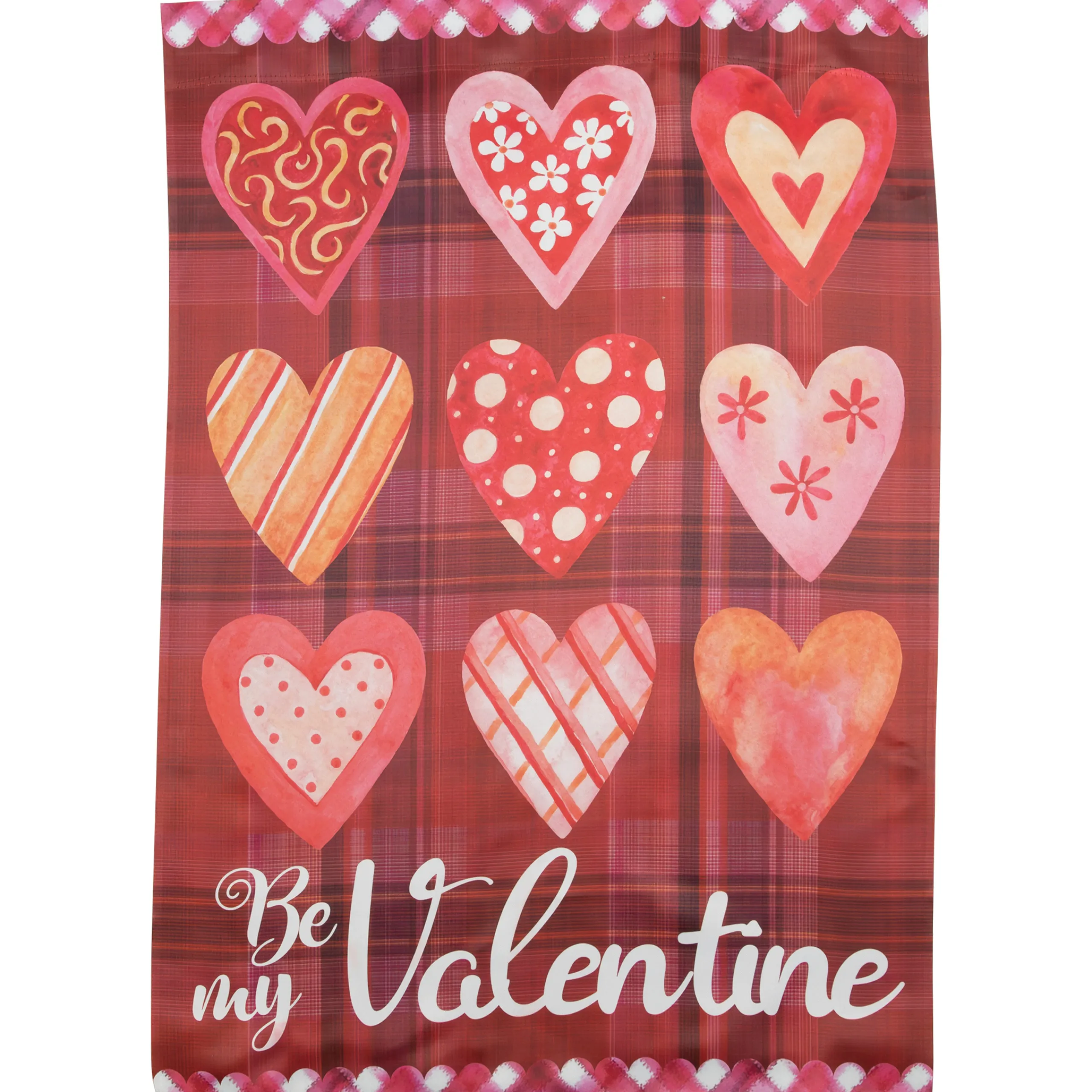 Northlight Be My Valentine Plaid And Heart Outdoor House Flag 28" X 40"